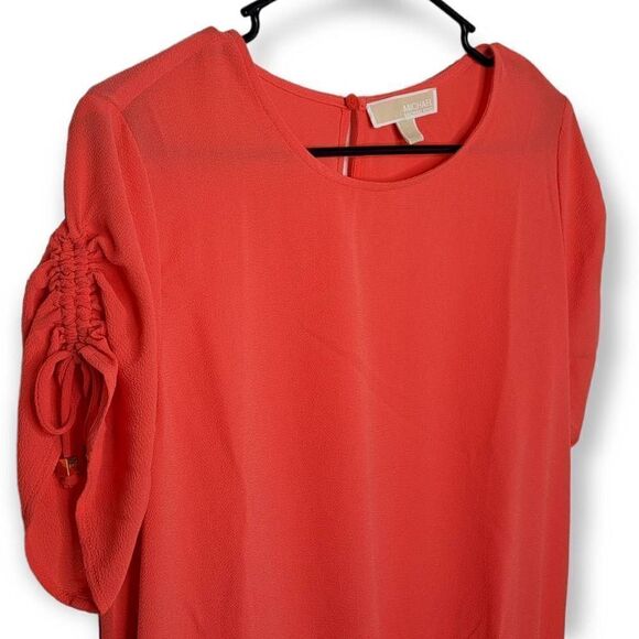 MICHAEL Michael Kors Tie Sleeve Elastic Hem Blouse in Bright Orange size M - Picture 2 of 7
